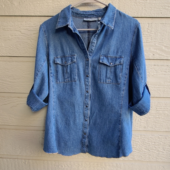 Nexx New York Roll Tab Denim Chambray Snap Shirt - Picture 5 of 8